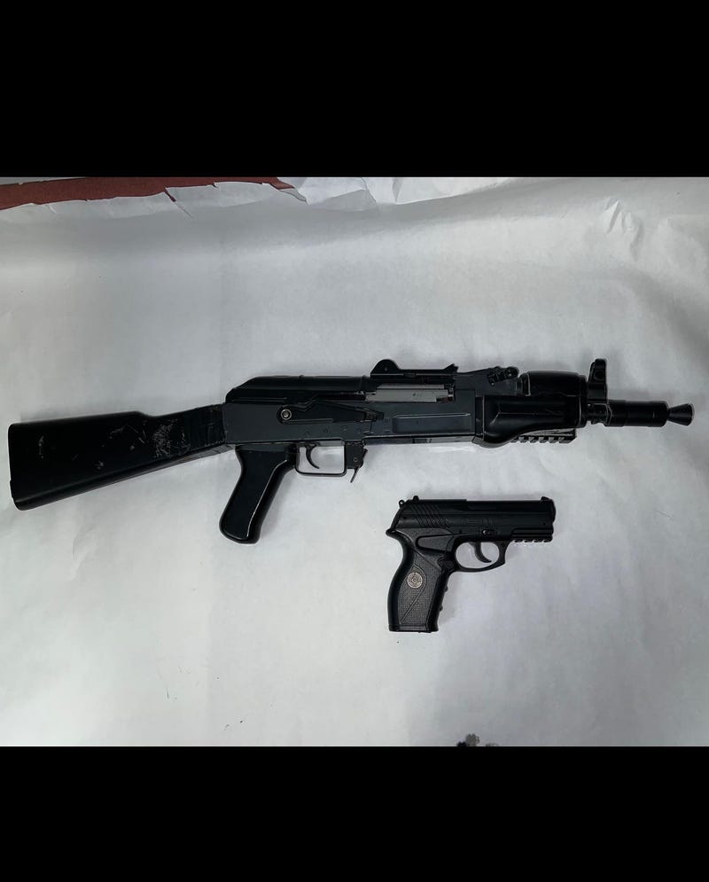 Police also found two replica style Airsoft guns inside the vehicle.