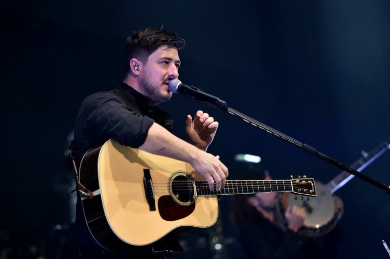 Marcus Mumford of Mumford & Sons on stage at "Not So Silent Night," a RADIO.COM Event at Barclays Center on December 05, 2019