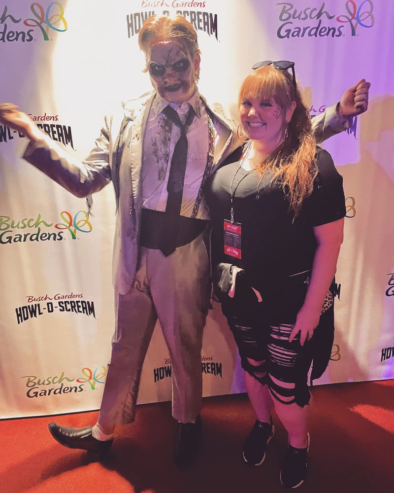 Binky and a zombie at Busch Gardens
