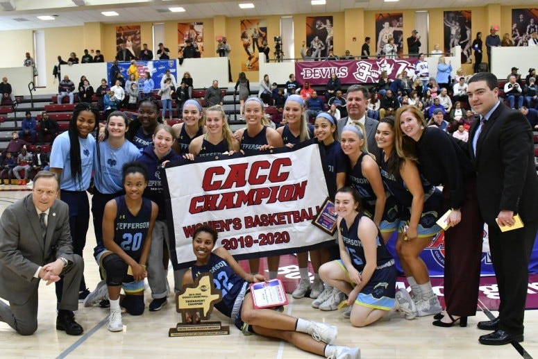 The Jefferson University women's basketball team won the CACC title by beating Holy Family on Sunday, 63-59.