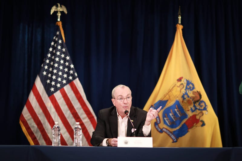 Governor Phil Murphy holds a coronavirus briefing in Trenton on March 18, 2020.