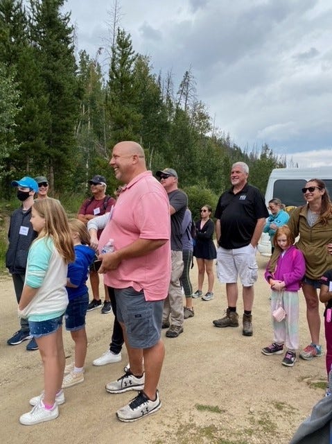 Picture of Dave O'Brien and Families Preparing for 2 Mile Hike