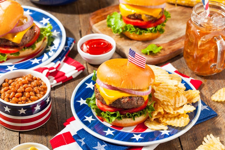 4th of July Cookout Table with Burgers & Fixins