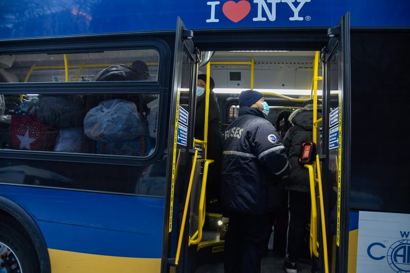 MTA bus filled with donations