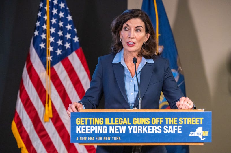 Gov. Kathy Hochul said state troopers will do daily check-ins at schools across the state until the end of the school year