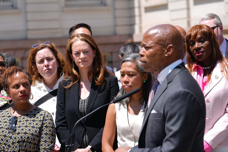 Mayor Eric Adams and other city leaders respond to the U.S. Supreme Court ruling in the case Dobbs v. Jackson Women’s Health Organization. City Hall. Friday, June 24, 2022.