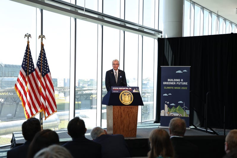 N.J. Gov. Phil Murphy makes a Climate Week announcement with N.Y. Gov. Kathy Hochul and the U.S. Climate Alliance on Wednesday, Sept. 21, 2022.