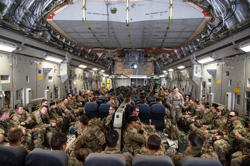 82nd Airborne board a C-17 Globemaster III aircraft at Camp Taji, Iraq