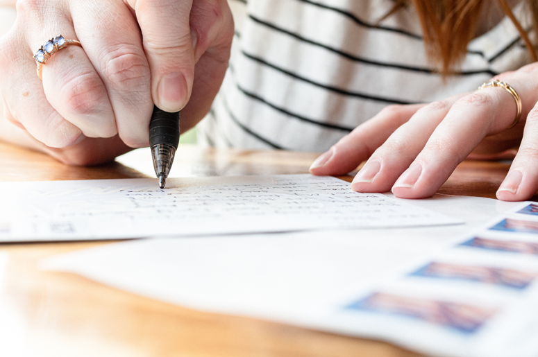 Writing on post card