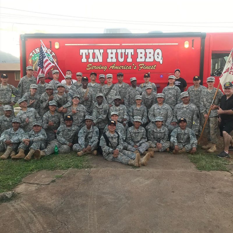 Navy Veteran owner of Tin Hut barbeque helps vets