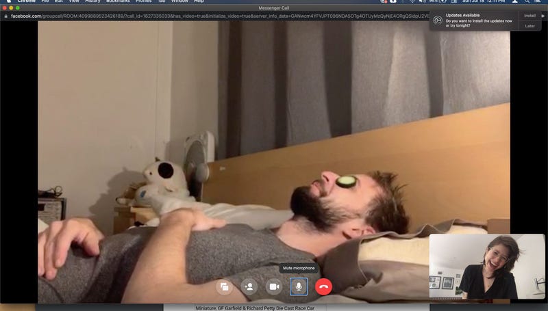 A man and woman FaceTiming