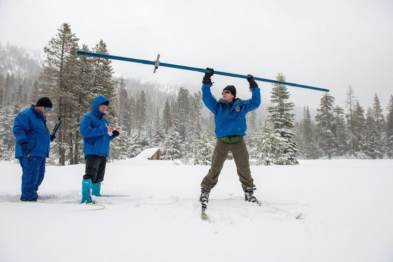 Workers with the state Department of Water Resources recorded a below average measurement of the state's snowpack on Jan. 30, 2020.