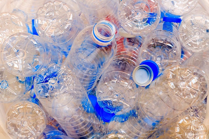 Used plastic bottles for recycling.