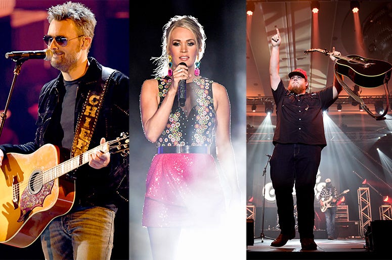 Eric Church, Carrie Underwood and Luke Combs