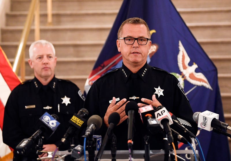 Albany County Sheriff Craig D. Apple speaks during a news conference concerning new complaint allegations against New York Gov. Andrew Cuomo Saturday, Aug. 7, 2021, in Albany, N.Y
