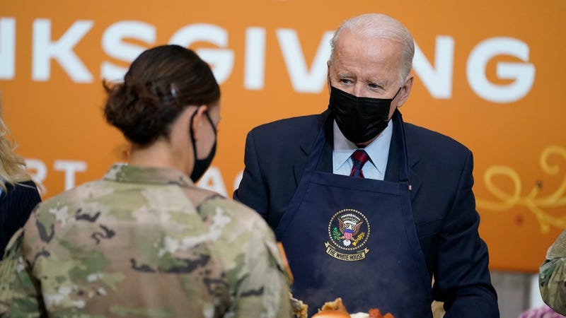 President Biden celebrates 'friendsgiving' at Fort Bragg