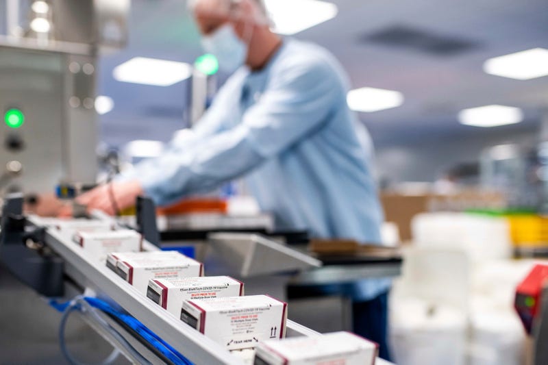 Workers on the production line for Pfizer's COVID-19 vaccine for children under 5 in Puurs, Belgium. U.S. regulators on Friday, June 17, authorized the first COVID-19 shots for infants and preschoolers, paving the way for vaccinations to begin next week.