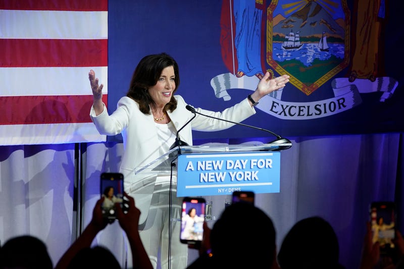 New York Gov. Kathy Hochul speaks during her primary election night party, Tuesday, June 28, 2022, in New York