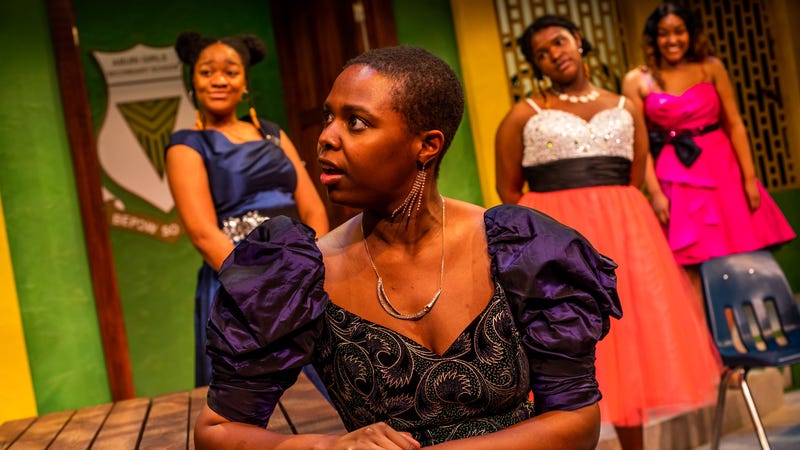Adaeze Nwoko, Imani Moss, Jessica Money, and Cheyenne Parks in School Girls; Or, the African Mean Girls Play at Arden Theatre Company.