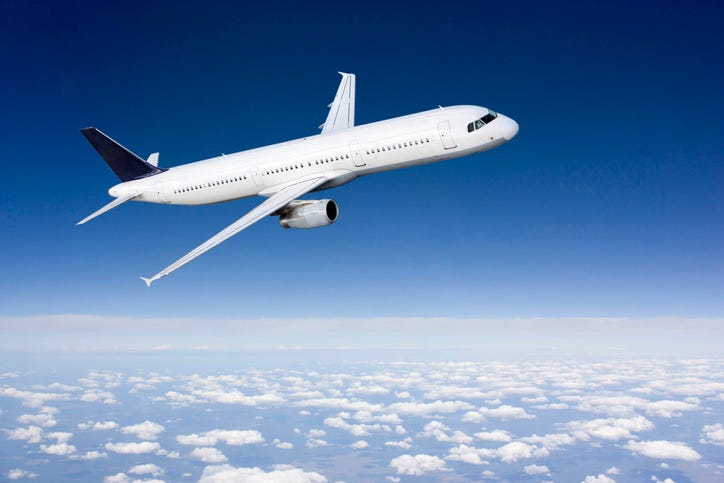 Airplane flying in the sky