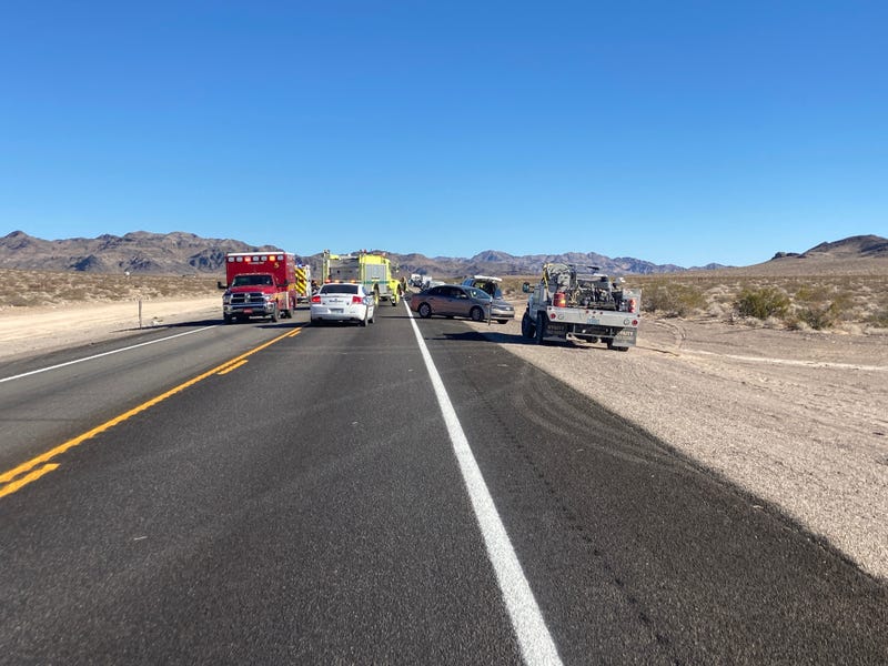 A fatal crash is investigated on U.S. 95 near Amargosa Valley on November 28th, 2021