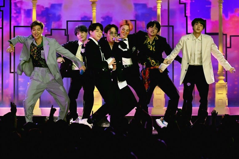 BTS perform onstage during the 2019 Billboard Music Awards at MGM Grand Garden Arena on May 1, 2019