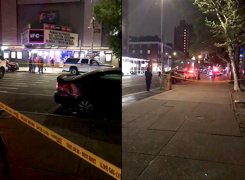 Police tape was up outside the IFC Center on Sixth Avenue early Friday morning as police investigated the fatal stabbing