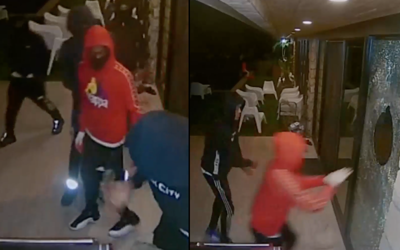 Surveillance video from the latest burglary on Monday morning shows five suspects smashing a sliding glass door and entering a home in Todt Hill