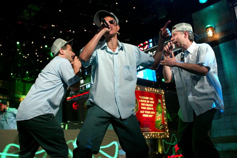 The Beastie Boys perform during a live taping of MTV's "Live to the 5 Boroughs"