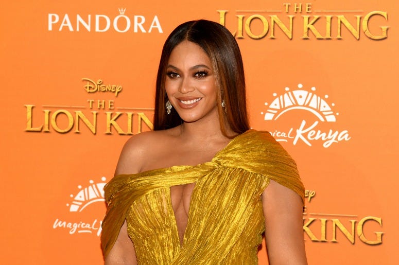 Beyonce Knowles-Carter attends the European Premiere of Disney's "The Lion King"