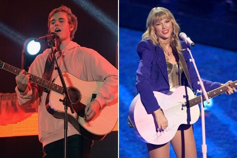 Justin Bieber and Taylor Swift