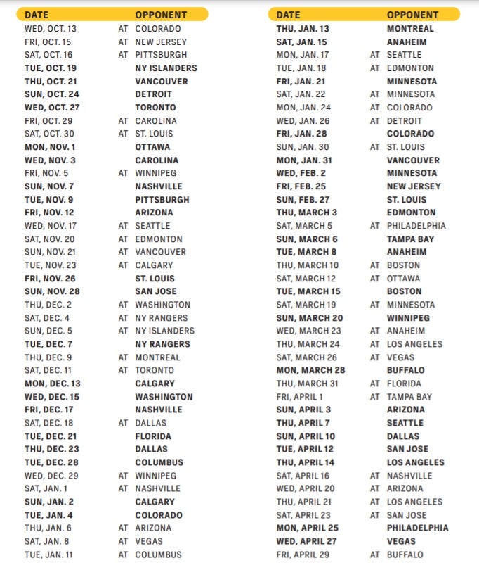 Blackhawks schedule
