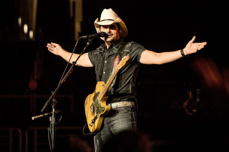 Brad Paisley performs at Staples Center on January 25, 2018 in Los Angeles