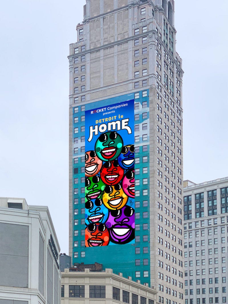 Mockup of new Broderick Tower mural