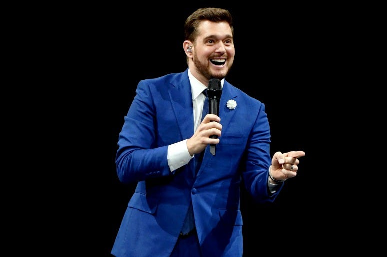 Singer/songwriter Michael Buble performs at T-Mobile Arena on March 30, 2019