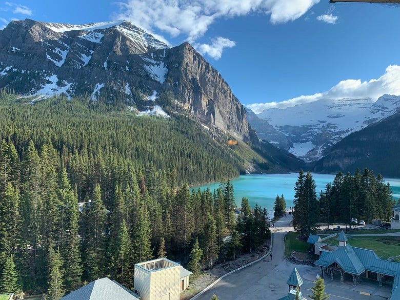 Breathtaking view from our hotel room in Lake Louise