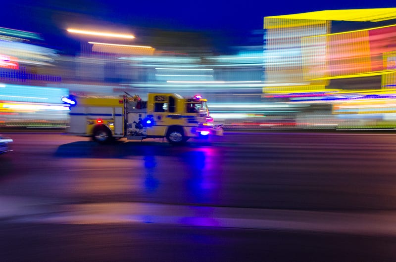 A Clark County Fire engine responds to a call