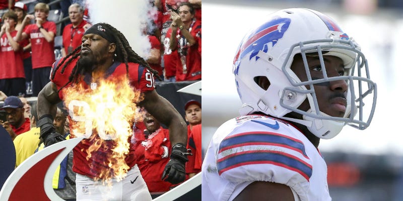 Jadeveon Clowney (left) and LeSean McCoy (right) were both connected to the Eagles, but ultimately ended up with different teams.