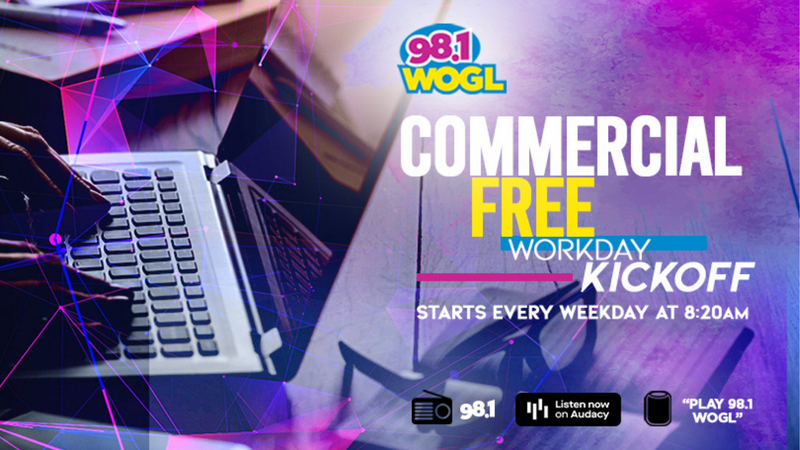 Kick-off your workday with 2+1/2 hours of commercial free music on 98.1 WOGL!
