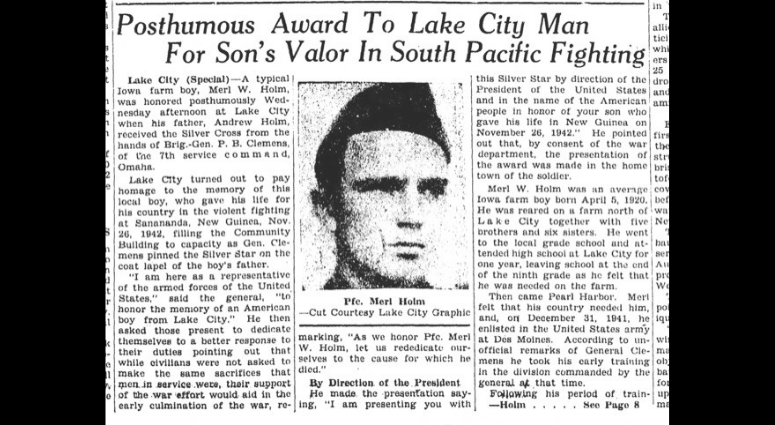 Army Pfc. Holm, killed in World War II, accounted for