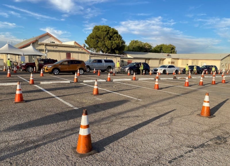 Drivers line up to receive a Covid-19 test