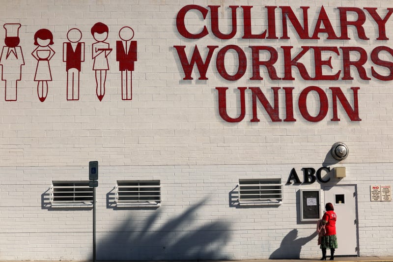The exterior of the Culinary Workers Union building in Las Vegas
