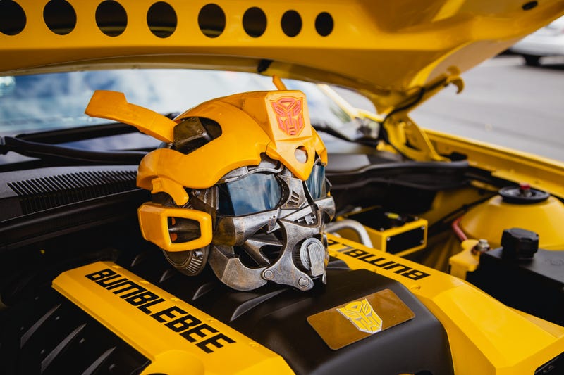 A Camaro upgraded to look like Bumblebee outside Kent Commons Community Center for CybFest NW back in 2019