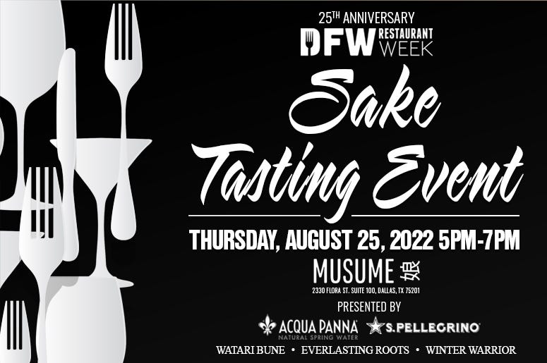 DFW RESTAURANT WEEK SAKE TASTING EVENT