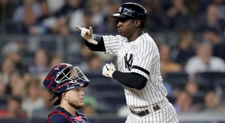 The Yankees' Didi Gregorius celebrates his solo home run against the Cleveland Indians on Aug. 15, 2019, at Yankee Stadium.