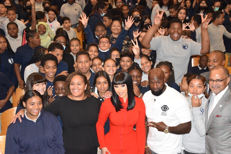 Cardi B with I.S. 232 students