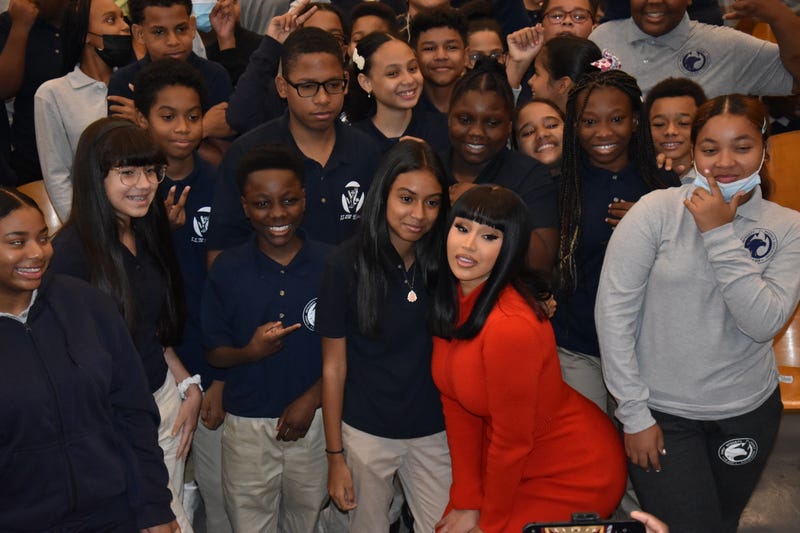 Cardi B with I.S. 232 students