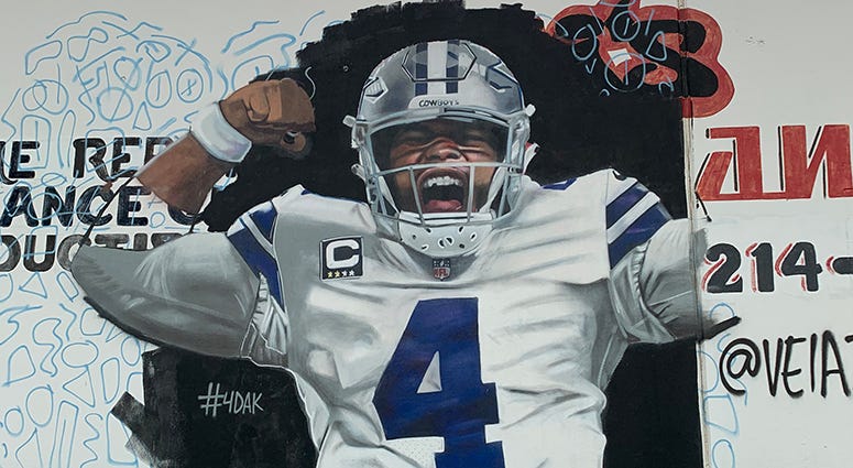 Dak Prescott mural by Juan Enrique Velazquez