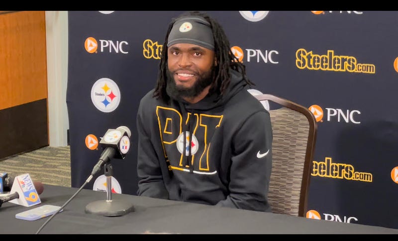 Diontae Johnson at news conference podium