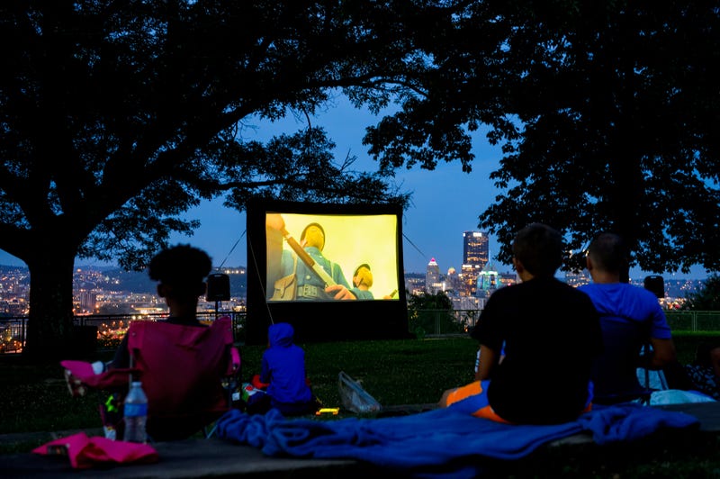 Film being played at the Highland Park Overlook
